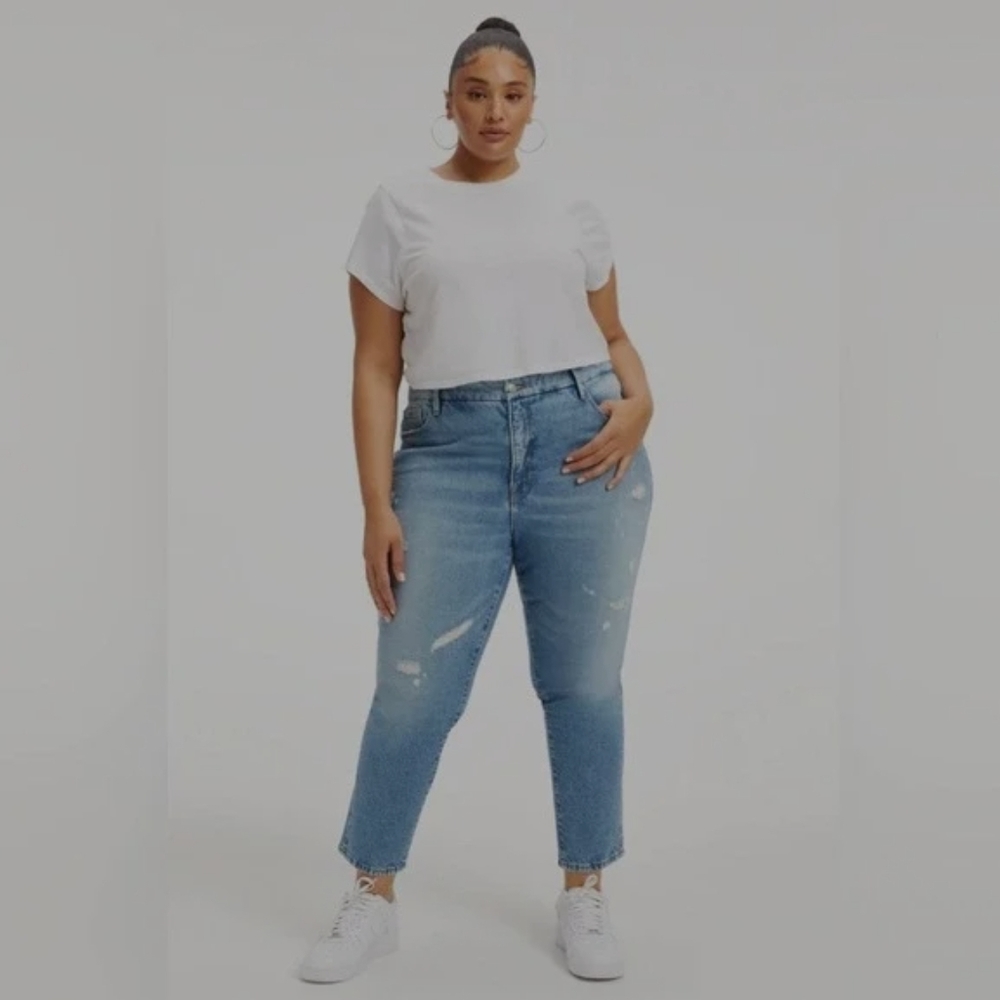 Good American Good Classic High Rise Slim Straight Indigo Jeans Size 33 NWT